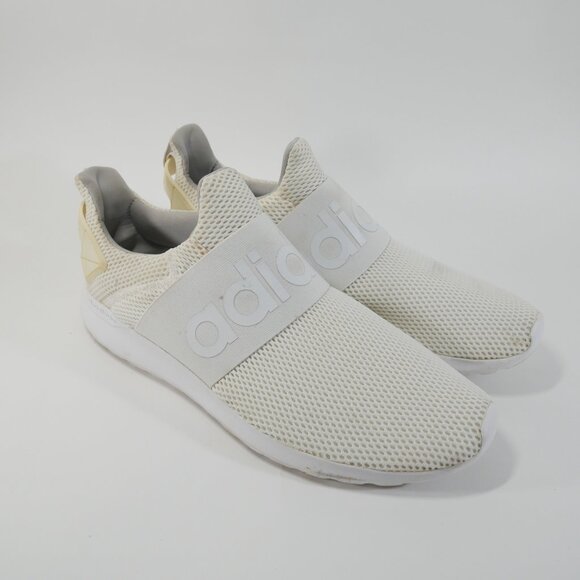 ADIDAS Sz 12 Mens Lite Racer Adapt Casual Sneakers White Gray Slip-On NO LACES - Picture 1 of 7